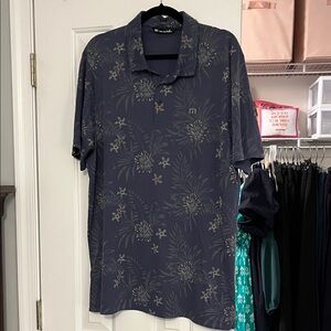 TravisMathew Navy Floral Short-Sleeve Polo